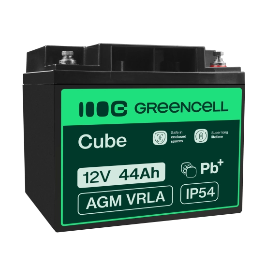 Akumulator Green Cell AGM23, wariant AGM VRLA 12 V 44 Ah, złącze M6.
