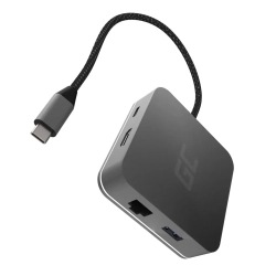 Srebrny hub Green Cell GC HUB2 AK61 6w1 z USB, HDMI, Ethernet i USB-C.