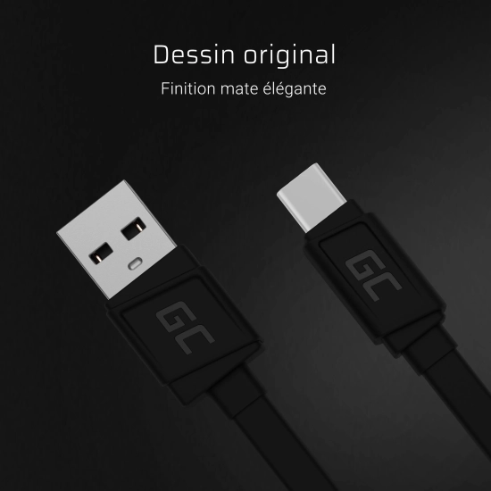 Green Cell Kabel GCmatte USB-A–USB-C 25 cm zielony