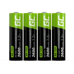 Zdjęcie główne produktu Akumulatorki Green Cell GR01 4x AA 2600 mAh Ni-MH; wariant GR01, EAN 5903317225812.