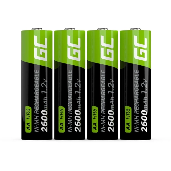 Zdjęcie główne produktu Akumulatorki Green Cell GR01 4x AA 2600 mAh Ni-MH; wariant GR01, EAN 5903317225812.