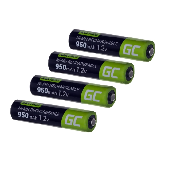 Zdjęcie główne produktu Akumulatorki Green Cell GR03 4x AAA 950 mAh Ni-MH; wariant GR03, EAN 5903317225836.