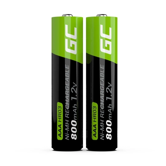 Zdjęcie główne produktu Akumulatorki Green Cell GR08 2x AAA 800 mAh Ni-MH; wariant GR08, EAN 5903317225881.