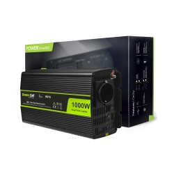 Czarna przetwornica napięcia Green Cell INV18 24V na 230V, 1000W/2000W.