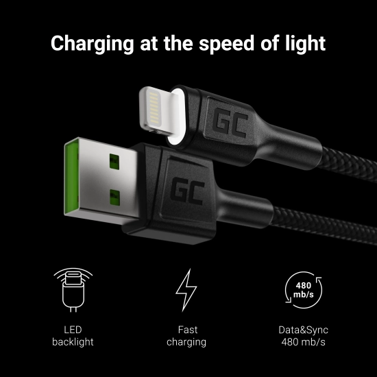 Green Cell Kabel Ray USB-A–Lightning 120 cm biały