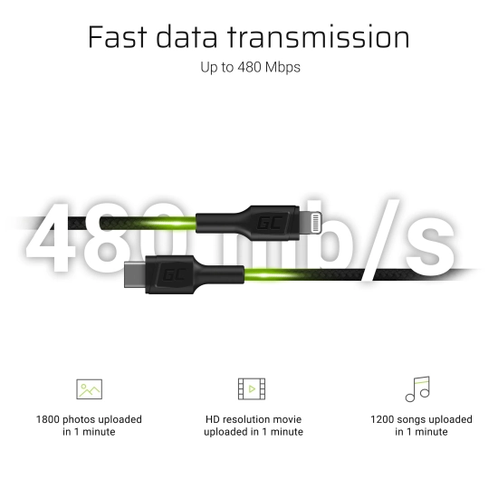 Green Cell Kabel KABGC07 USB-C–Lightning 100 cm zielony