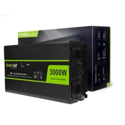 Czarna przetwornica napięcia Green Cell INV21 24V na 230V, 3000W/6000W.