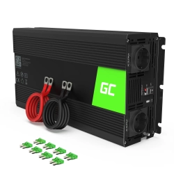 Czarna przetwornica napięcia Green Cell INV24 24V na 230V, 1500W/3000W.