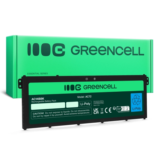 Czarna bateria laptopowa Green Cell AC72, wariant 2200 mAh i 15,2 V, widok produktu.