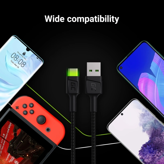Green Cell Kabel Ray USB-A–USB-C 200 cm zielony