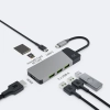 Srebrny hub Green Cell GC Connect HUBGC01 7w1 z HDMI, USB, USB-C PD, SD i microSD.