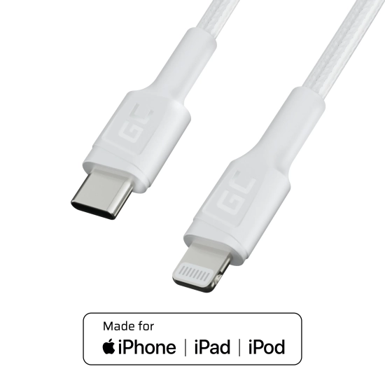 Green Cell Kabel PowerStream USB-C–Lightning 1 m biały