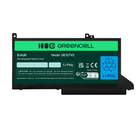 Bateria do laptopa Green Cell DJ1J0 do Dell Latitude 7280 7290 DE127V2