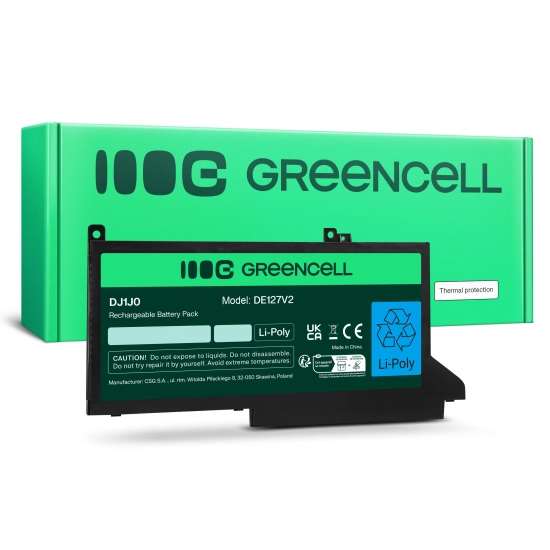 Czarna bateria laptopowa Green Cell DE127V2, wariant 2700 mAh i 11,4 V, widok produktu.