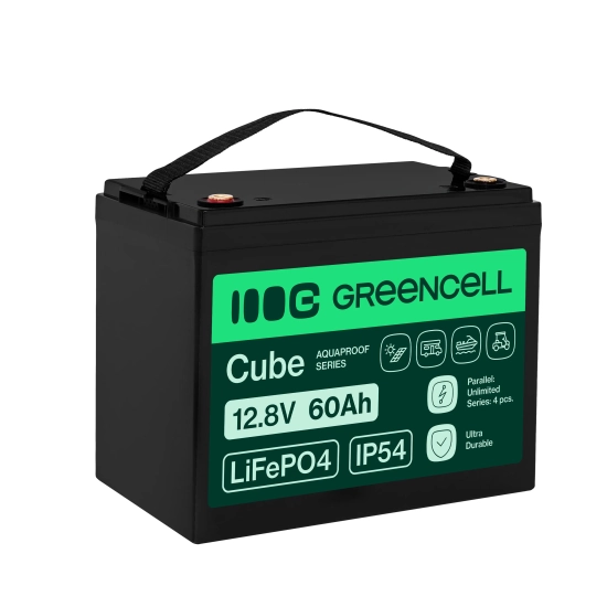 Akumulator Green Cell LFPGC12V60AH, wariant LiFePO4 12,8 V 60 Ah, złącze M8.