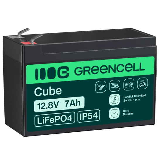 Akumulator Green Cell LFPGC12V7AH, wariant LiFePO4 12,8 V 7 Ah, złącze Faston 250 (F2).