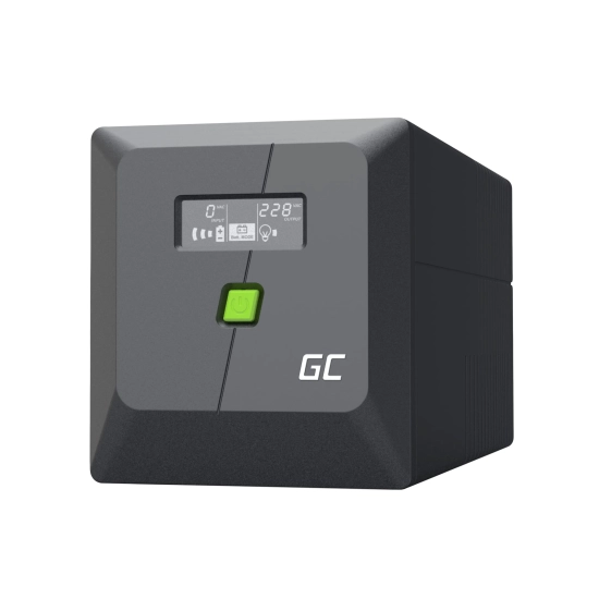 Czarny zasilacz awaryjny UPS Green Cell PowerProof UPSLM600 1000VA 600W.