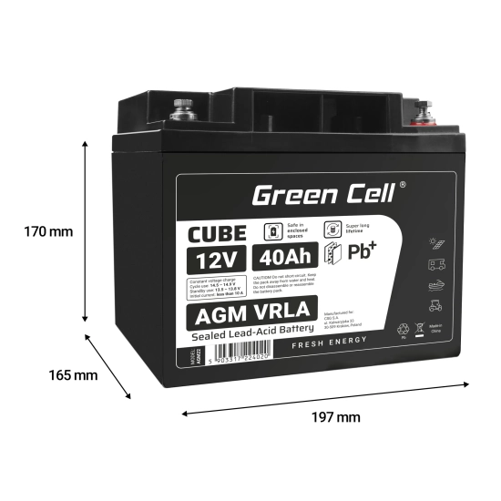 Green Cell Akumulator AGM12V40AH-J 12 V 40 Ah AGM