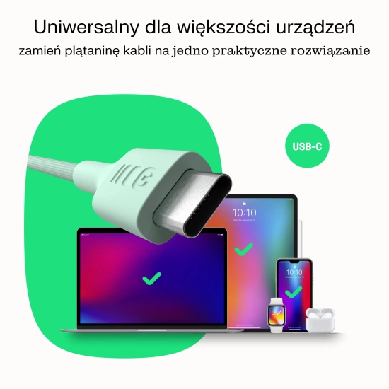 Green Cell Kabel PowerStream USB-C–USB-C 100 W 0,3 m zielony