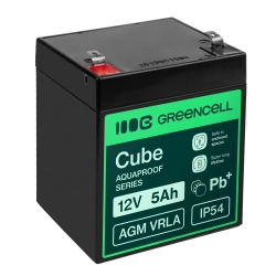 Akumulator Green Cell AGM12V5AH-J, wariant AGM VRLA 12 V 5 Ah, złącze Faston 187 (F1). Akumulator Green Cell AGM12V5AH-J, wariant AGM VRLA 12 V 5 Ah, złącze Faston 187 (F1).
