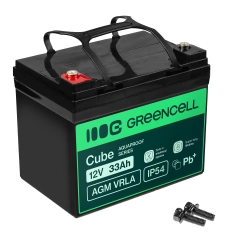 Akumulator Green Cell AGM12V33AH-J, wariant AGM VRLA 12 V 33 Ah, złącze M6.