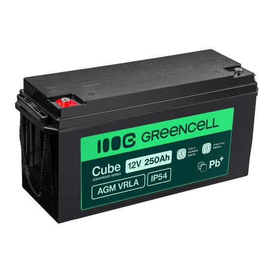 Akumulator Green Cell AGM12V250AH-J, wariant AGM VRLA 12 V 250 Ah, złącze M8.