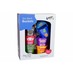 LEAN TOYS Kolorowe wiaderka ze zwierzątkami piramidka