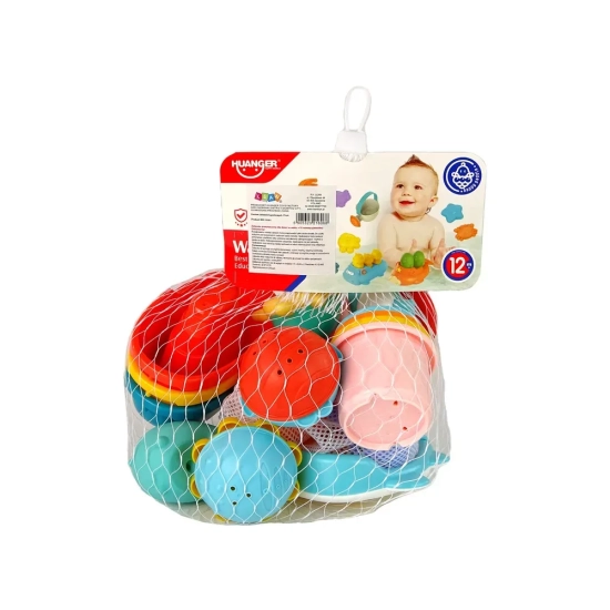 LEAN TOYS Zestaw do kąpieli zwierzątka łódki 17 el.