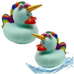 LEAN TOYS Kaczuszka jednorożec do kąpieli zielona