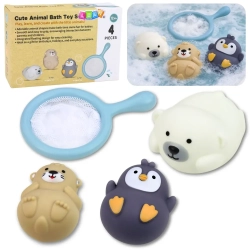 LEAN TOYS Zestaw do kąpieli zwierzątka i sitko 4 el.