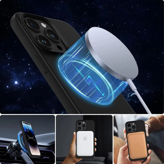 Tech-Protect Etui pokrowiec na iPhone 13 / 14 Silicone MagSafe - czarny