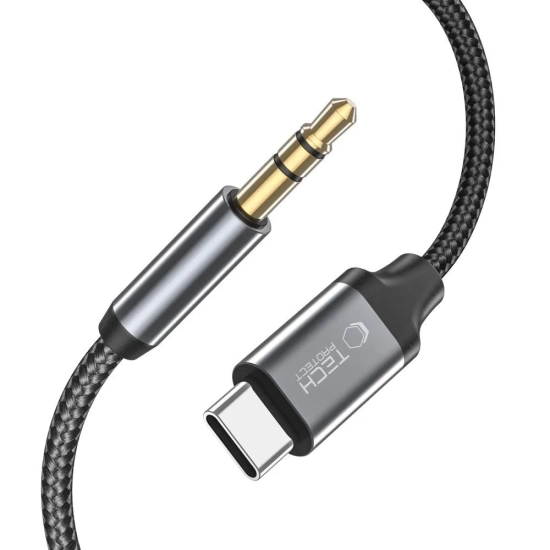 Tech-Protect Kabel przewód audio USB-C - mini jack 3.5mm 1 m - czarny