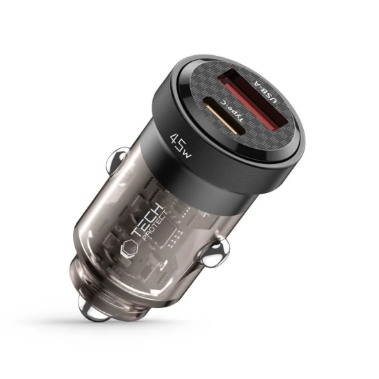 Tech-Protect Ładowarka samochodowa USB-C USB-A CC45W QC 45W - czarna