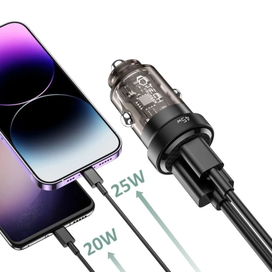 Tech-Protect Ładowarka samochodowa USB-C USB-A CC45W QC 45W - czarna