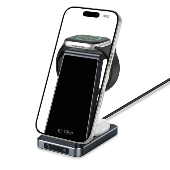 Tech-Protect Ładowarka indukcyjna 3w1 na smartfon słuchawki Apple Watch