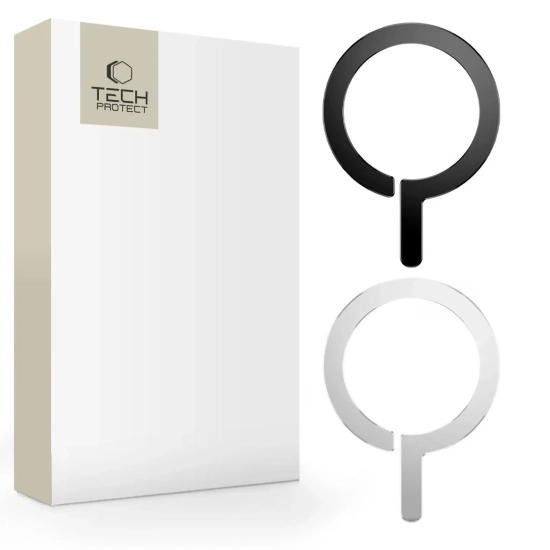 Pierścienie Tech-Protect MetalRing MagSafe czarny i srebrny 2 szt.