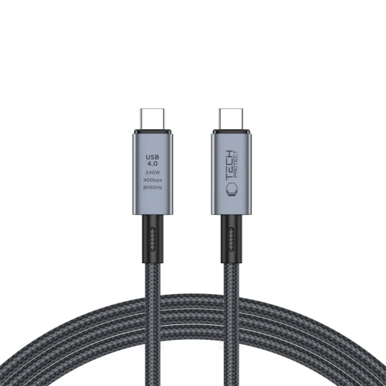 Tech-Protect Kabel przewód USB-C PD 240W 8K 40Gbps 2m - szary