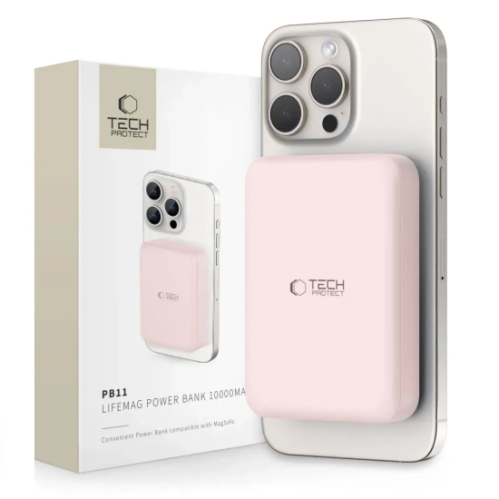 Powerbank Tech-Protect PB11 LifeMag 10000mAh MagSafe różowy