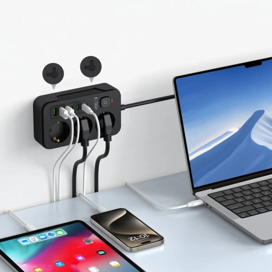 Tech-Protect Listwa zasilająca przedłużacz 3 gniazda 240V USB-A USB-C 2m