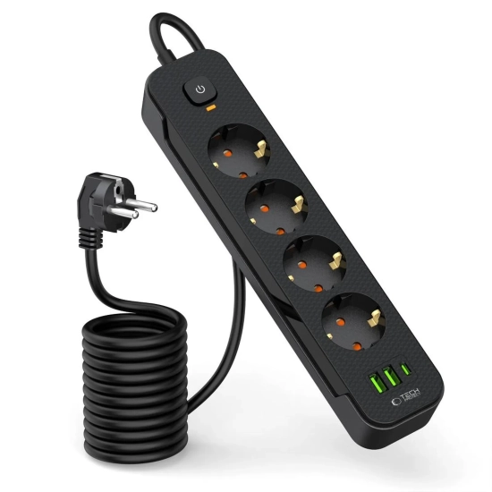 Tech-Protect Listwa zasilająca przedłużacz 4 gniazda 240V USB-A USB-C 2m