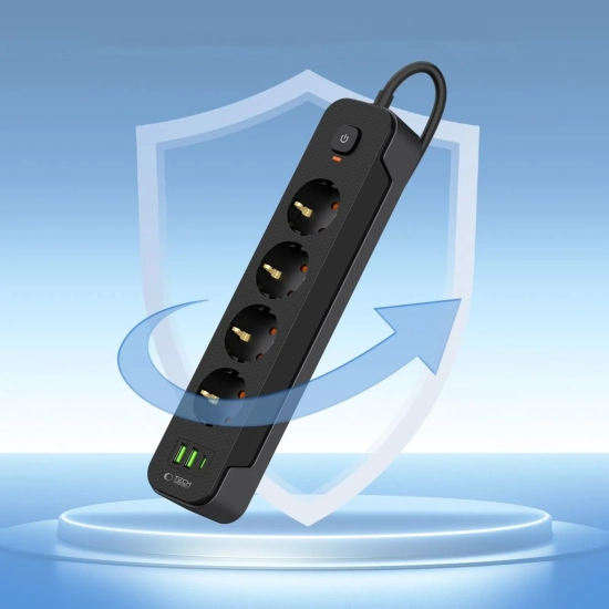 Tech-Protect Listwa zasilająca przedłużacz 4 gniazda 240V USB-A USB-C 2m
