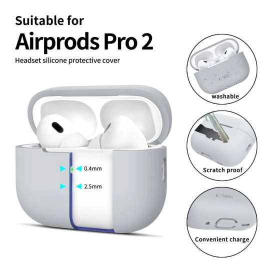 Tech-Protect Etui pokrowiec na Apple AirPods Pro 1 / 2 Silicone - szary