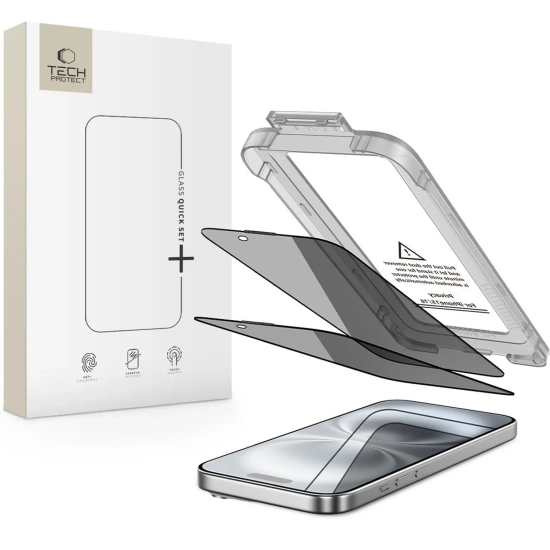 Tech-Protect Szkło prywatyzujące na iPhone 15 / 16 Quick Set Spy+ - 2 szt.