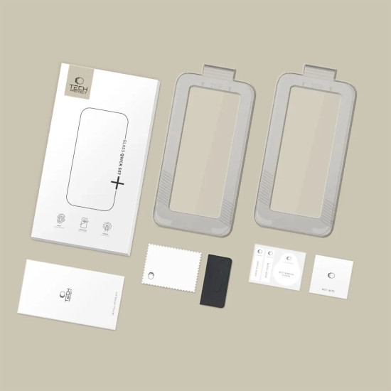 Tech-Protect Szkło hartowane na iPhone 17 z aplikatorem Quick Set+ czarne