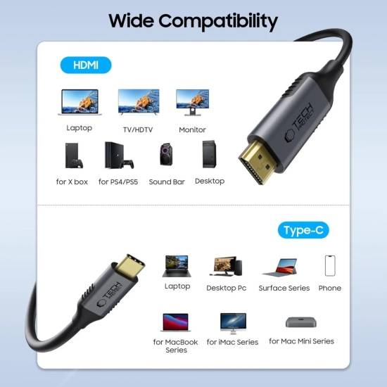 Tech-Protect Kabel przewód USB-C - HDMI UltraBoost 60Hz 180cm - czarny