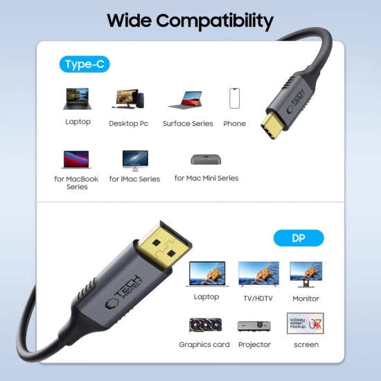 Tech-Protect Kabel przewód USB-C - DisplayPort UltraBoost 1.4 8K 60Hz