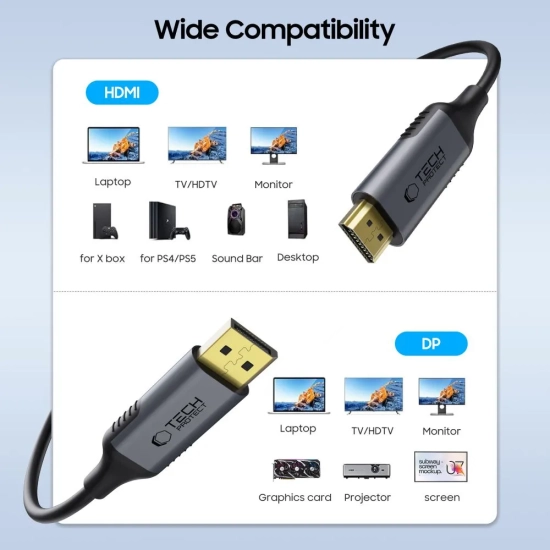 Tech-Protect Kabel przewód DisplayPort - HDMI UltraBoost 2.0 4K 60Hz 2m