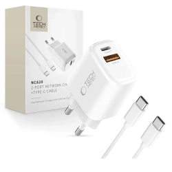 Tech-Protect Ładowarka sieciowa NCA20 USB-A USB-C PD QC 20W z kablem USB-C