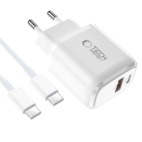 Tech-Protect Ładowarka sieciowa NCA20 USB-A USB-C PD QC 20W z kablem USB-C