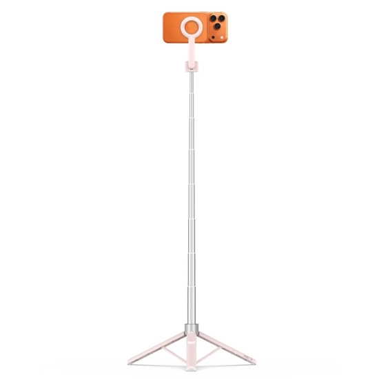 Tech-Protect Selfie stick kijek tripod do zdjęć Bluetooth - różowo szary